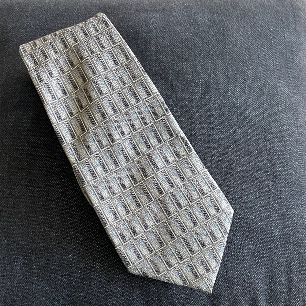 Geometric Pattern Gray Men's Tie - Sleek Professional Accessory